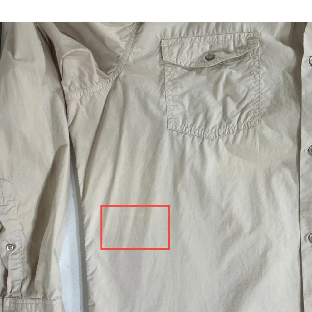 Banana Republic Button Front Shirt XXL Tall Tan Cotton Safari Epaulets READ